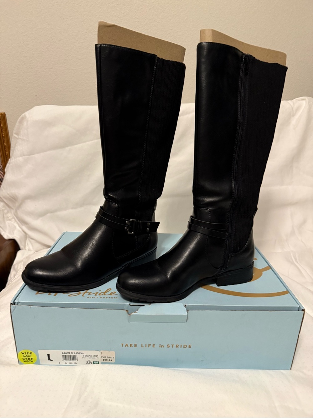 Life Stride Black Knee-High Buckle Riding Boots